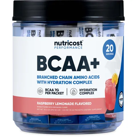 Nutricost, Performance, BCAA+, Raspberry Lemonade, 20 Packets, 0.5 oz (14 g) Each – image 1