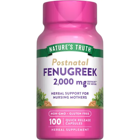 NATURE'S TRUTH Fenugreek, 2000mg per Serving, 100 Capsules, Postnatal – image 1