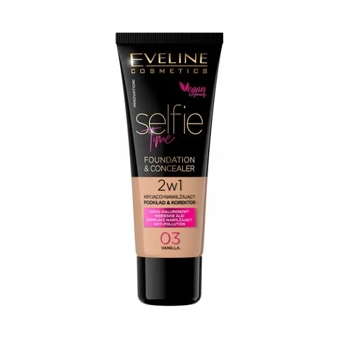 Eveline Selfie Time Foundation & Concealer 2in1- 03 Vanilla 30ml – image 1