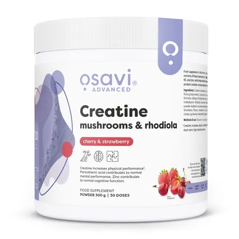 Osavi Creatina, funghi e rodiola con ciliegia e fragola - 300g – immagine 1