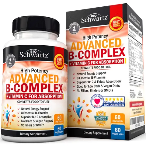 BioSchwartz, High Potency Advanced B-Complex, 60 Veggie Caps – image 1