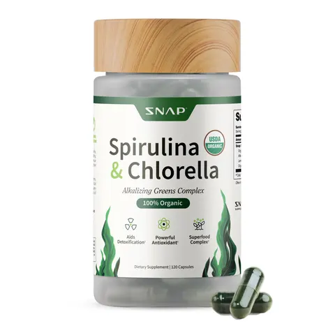 Snap Supplements, Organic Spirulina & Chlorella, 120 Capsules – image 1