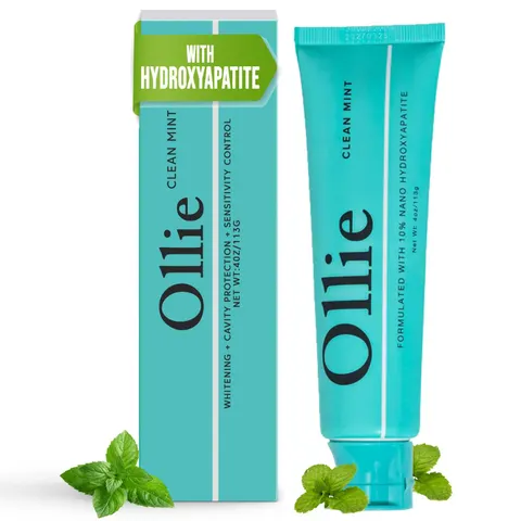 Ollie Clean Mint Nano Hydroxyapatite Toothpaste for Teeth Whitening 10% Hydroxyapatite Formula 4oz – image 1