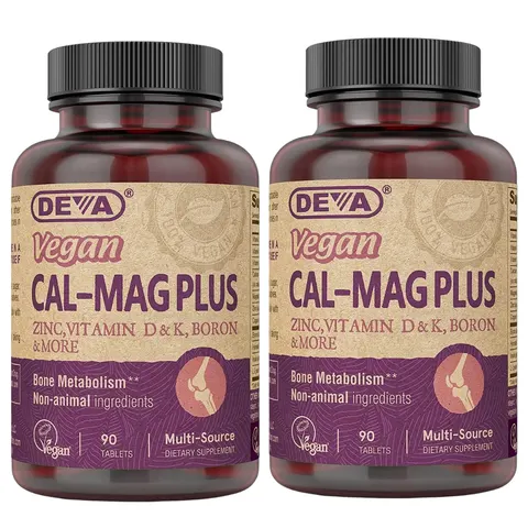 DEVA Vegan Calcium Magnesium Plus 2-Pack – Zinc, Vitamins C D K | 90 Tablets Each – image 1