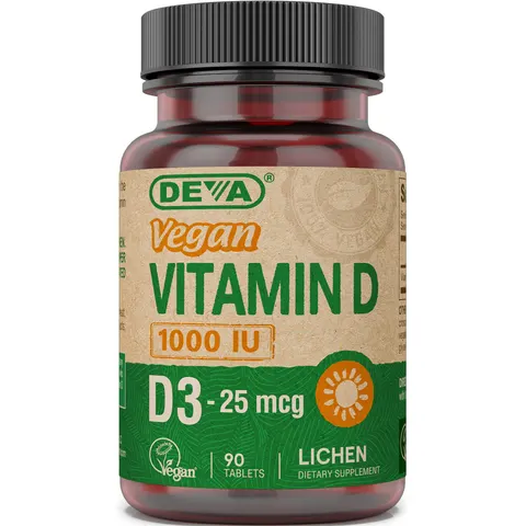 Deva, Vegan Vitamin D, D3, 25 mcg (1,000 IU), 90 Tablets – image 1