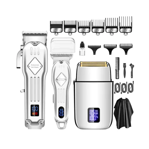 INF Professionelles Haarschneider-Bartschneider-Set Silber – Bild 1