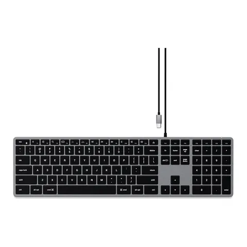Satechi Slim W3 USB-C Wired Keyboard-DE (German) – Schwarz/Grau – Bild 1