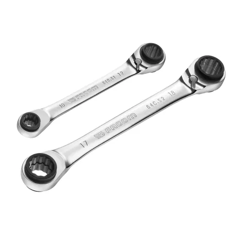 Facom 2 Piece Quatro Ratchet Ring Spanner Set – image 1