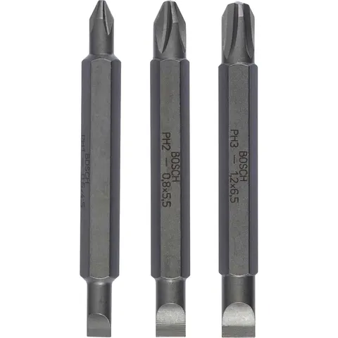 Bosch 3 Piece Double Ended Phillips and Slotted Screwdriver Bit Set – image 1