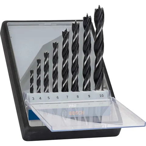 Bosch PRO Robust Line 8 Piece Brad Point Wood Drill Bit Set – image 1