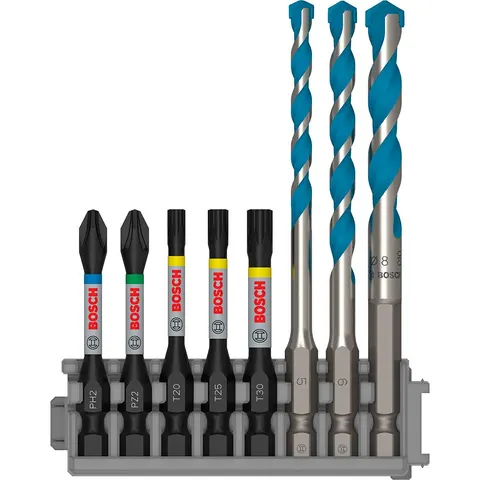 Bosch 8 Piece Impact Screwdriver and Multi Construction Drill Bit Set – image 1