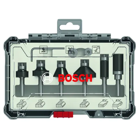 Bosch PRO 6 Piece Trim and Edging 1/4" Shank Router Bit Set – image 1