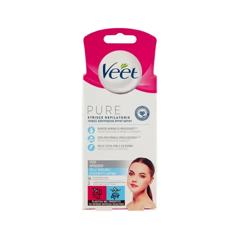 Veet Minima Strisce Depilatorie Viso 16 Pezzi – immagine 1