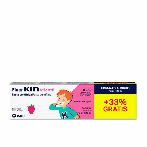 Kin Fluorkin Kinderzahnpasta Erdbeere 75+25 ml – Bild 1