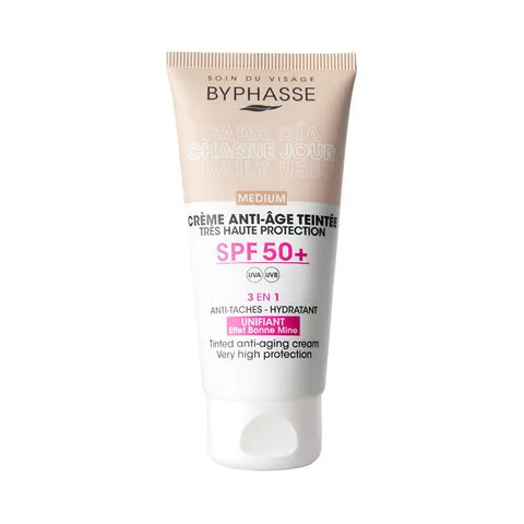 Byphasse Anti-Aging-Gesichtscreme mit Farbe SPF50+ 50 ml Medium – Bild 1