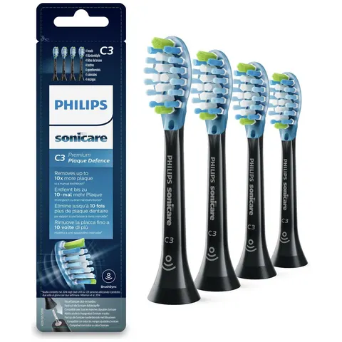 Philips Sonicare Premium Plaque Brush Heads Black 4 Pack – image 1