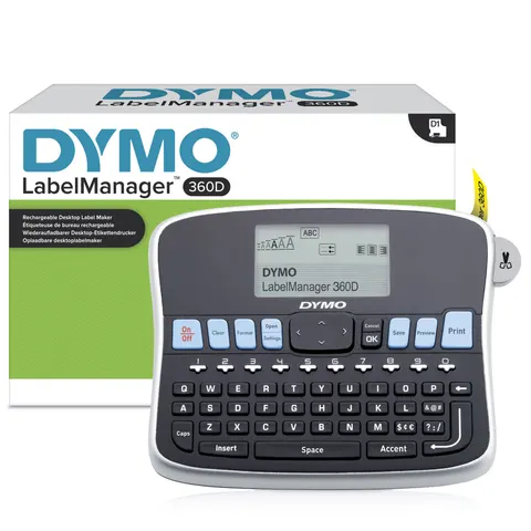 DYMO LabelManager Desktop Label Maker | 360D Rechargeable Hand-Held Label MakerEasy-to-UseOne-Touch Smart KeysQWERTY KeyboardLarge Displayfor Home & Office Orga – image 1