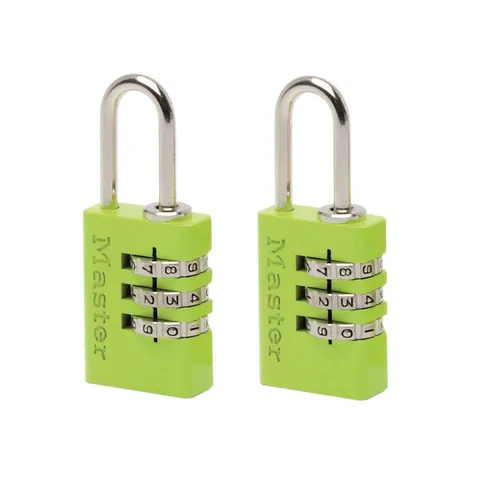 Master Lock Aluminium Combination Padlocks 3 Digit Colour 20Mm X 2 – image 1