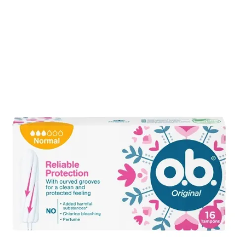 O.B Original Normal Tampons with Curved Grooves – 16 Pcs – image 1