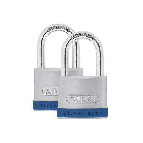 ABUS Mechanical 50Mm Silver Rock 5 Padlock Twin Pack Multi – image 1