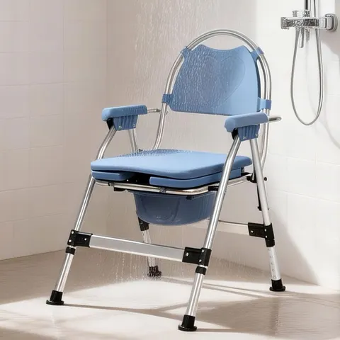 Levede Folding Adjustable Metal Commode Chair for Bedroom Bedside Shower – image 1