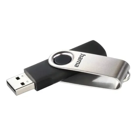 Hama Rotate 8GB USB Flash Drive, Rotating Cap, Black Silver – image 1