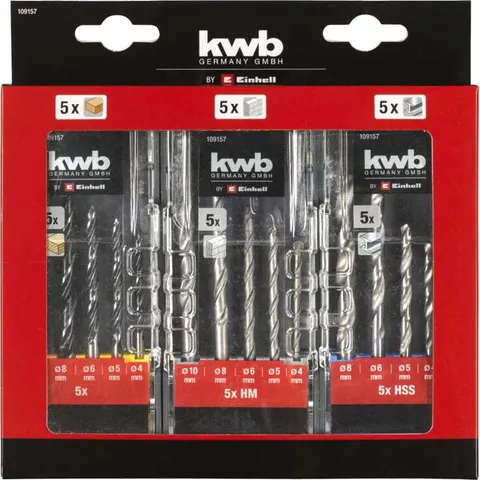 Einhell 15 Piece Assorted Drill Bit Set in 3 Cases – image 1