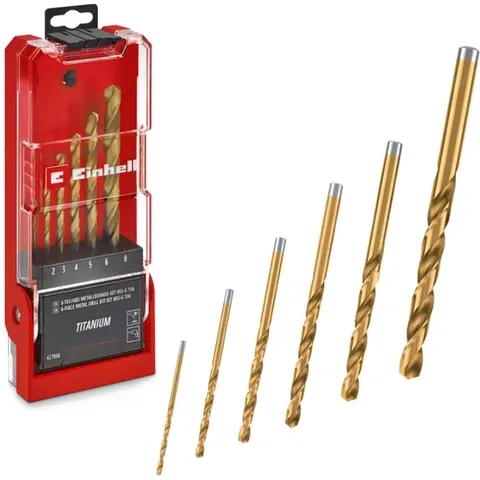 Einhell 6 Piece HSS-G Titanium Coated Drill Bit Set – image 1