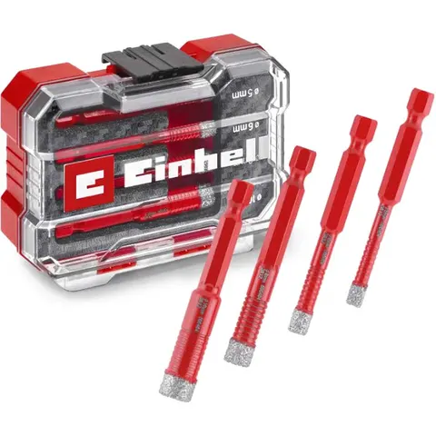 Einhell 4 Piece Diamond Tipped Tile Drill Bit Set in XS Case – image 1