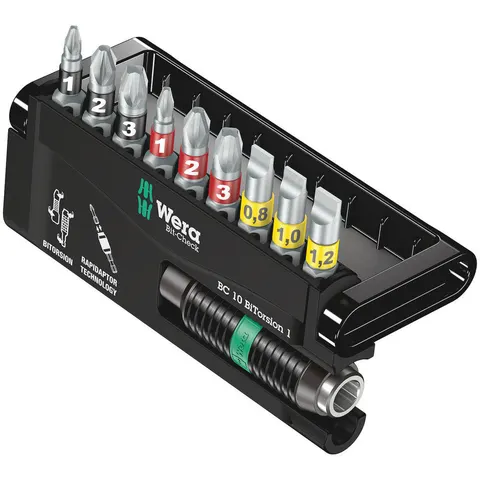 Wera 10 Piece Bit-Check BiTorsion Screwdriver Bit and Holder Set – image 1