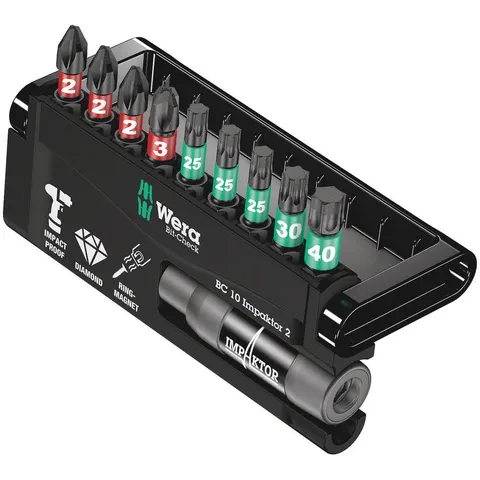 Wera 10 Piece Impaktor Phillips and Torx Screwdriver Bit and Holder Set – image 1