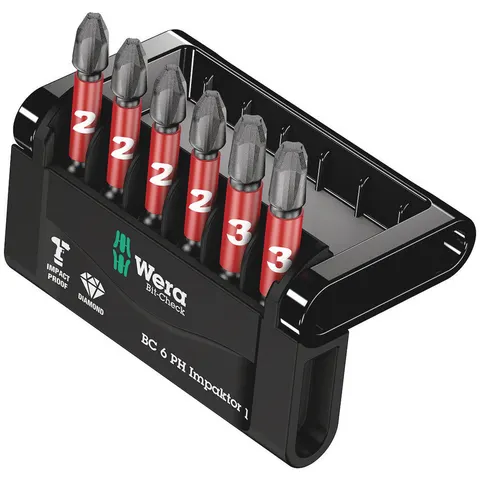 Wera Impaktor 6 Piece Bit-Check Impact Phillips Screwdriver Bit Set – image 1