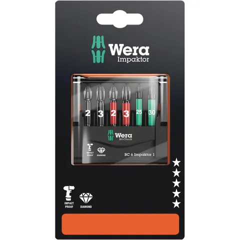 Wera 6 Piece Impaktor Screwdriver Bit Set – image 1