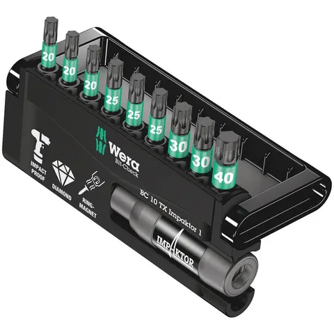 Wera 10 Piece Impaktor Torx Screwdriver Bit and Holder Set – image 1