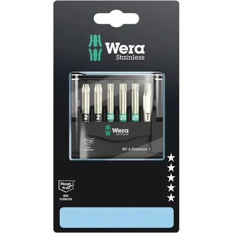 Wera 6 Piece Stainless Steel Screwdriver Bit Set – image 1