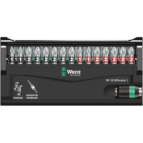 Wera 30 Piece Bit-Check Bitorsion Screwdriver Bit and Holder Set – image 1