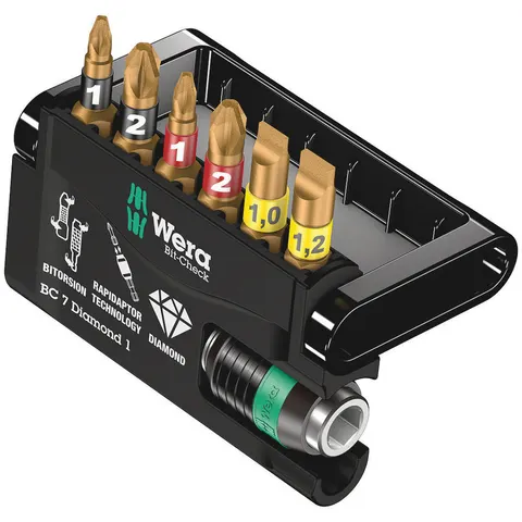 Wera 7 Piece Bit-Check Diamond Screwdriver Bit and Holder Set – image 1