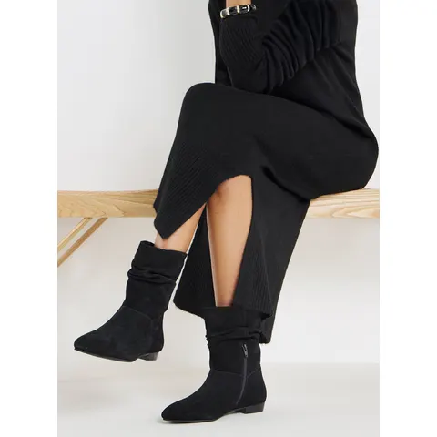 Black SIMPLY BE Ruched Ankle Boot Extra Wide Fit – Black 5 – image 1
