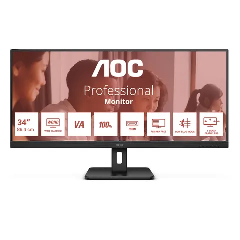 Monitor AOC U34E2M 34" VA Flicker free – afbeelding 1