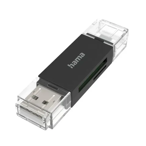 Hama USB-kaartlezer OTG USB-A + Micro-USB 2.0 SD/microSD – afbeelding 1