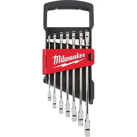 Milwaukee 7 Piece Max Bite Ratcheting Combination Spanner Set Metric – image 1