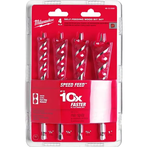 Milwaukee 4 Piece Speed Self Feeding Wood Drill Bit Set – image 1