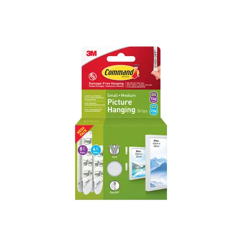 COMMAND Picture Strips 4 Pairs Small + 8 Pairs Med 24 Strips – image 1