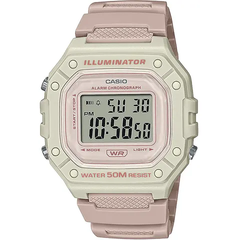 Casio W-218HC-4A2VDF Illuminator Digital Watch - Beige & Pink Strap – image 1