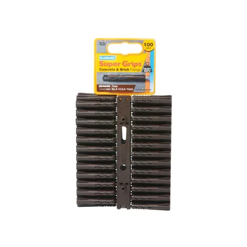 Plasplugs Supergrip Fixings - Brown - 100 Pack – image 1