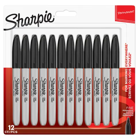 Sharpie 12 Black Permanent Markers – image 1