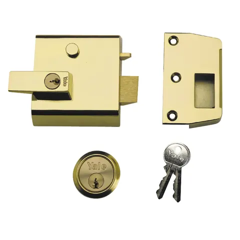 Yale Locks - P1 Double Security Nightlatch 60mm Backset Brasslux Finish Visi – image 1