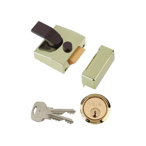 Yale Locks - 85 Deadlocking Nightlatch 40mm Backset Brasslux Finish Box – image 1
