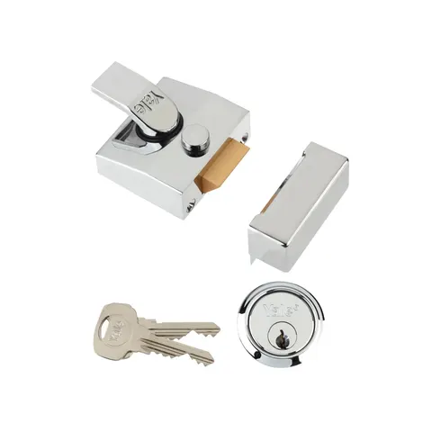 Yale Locks - 85 Deadlocking Nightlatch 40mm Backset Chrome Finish Box – image 1