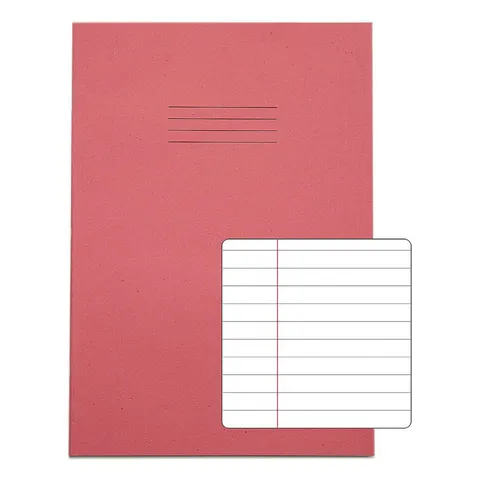Rhino 80 Page 8mm Lined with Margin Exercise Book Pink A4 50 Pack – image 1